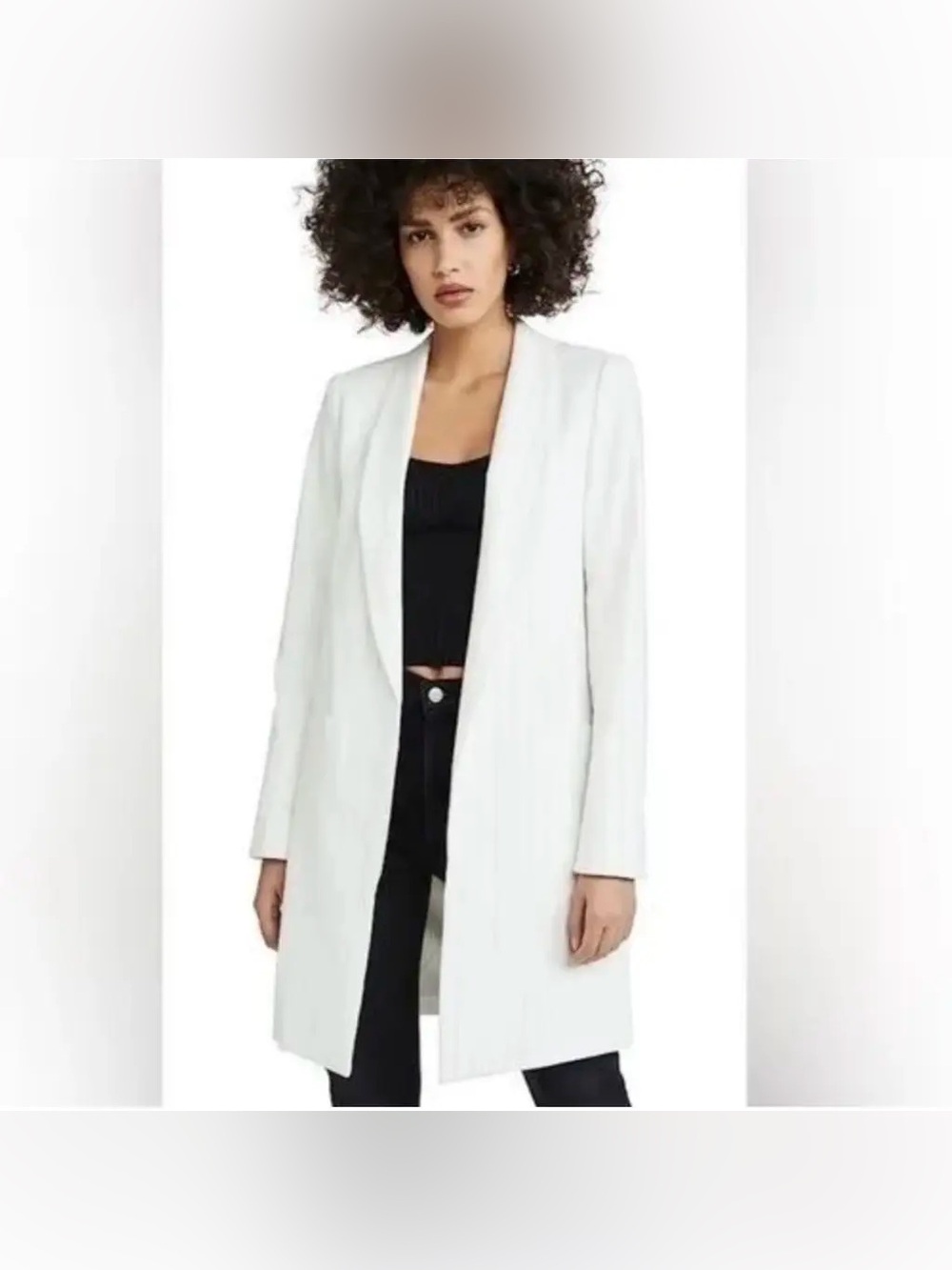 Alice & Olivia Kylie Shawl Collar Pinstripe Blazer XS White City Chic Work